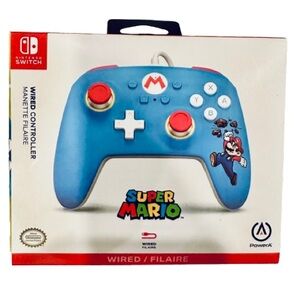 NEW Nintendo Switch Power A Wired Controller - Super Mario Brick Breaker Blue